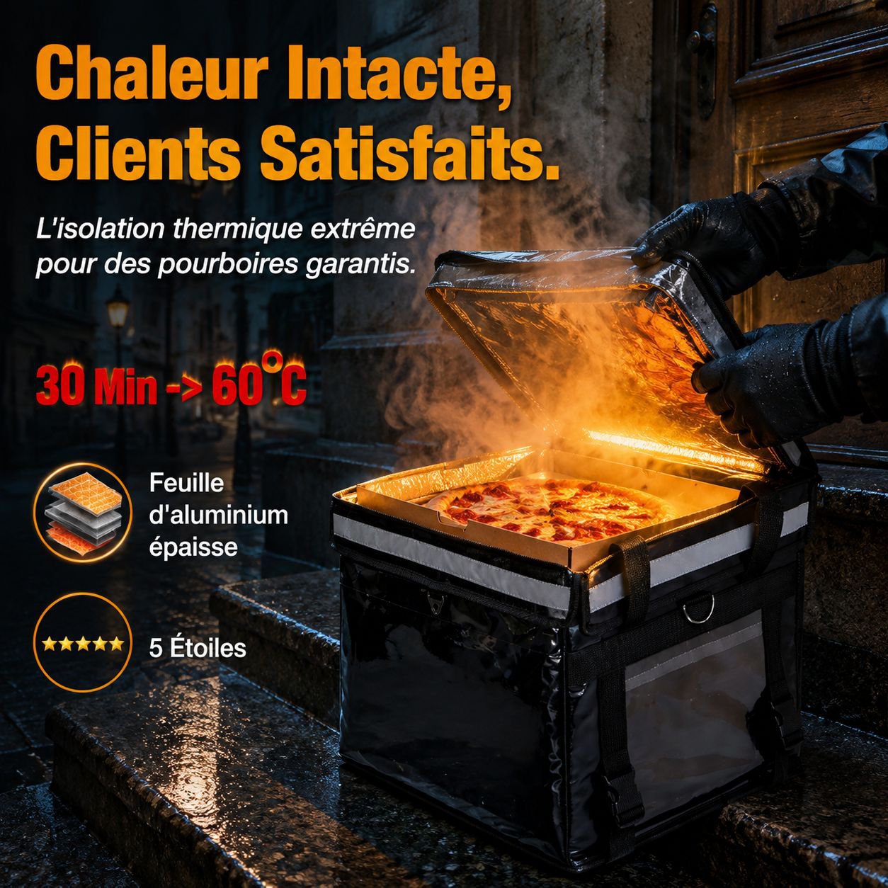 Sac de livraison moto 32L isotherme, grande capacité