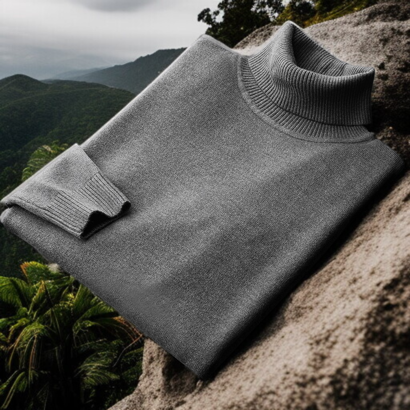 슬림핏 남성 터틀넥 니트 디테일