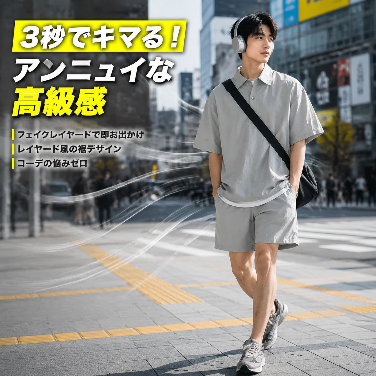 夏メンズルーズ半袖ショートパンツファッションセット