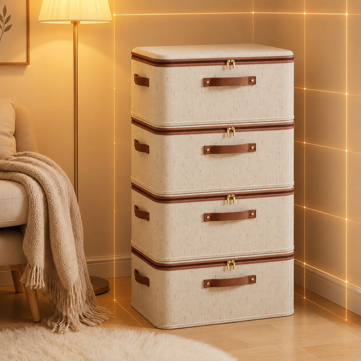Tianshan Cotton Linen Storage Box with Lid