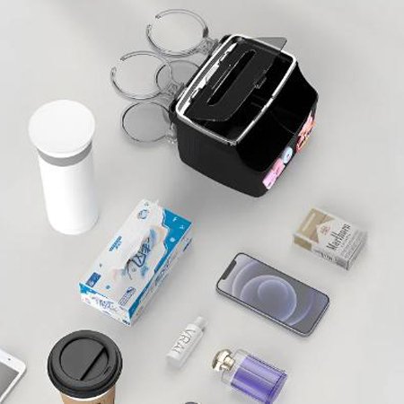 Car Armrest Box Upgraded 2 in 1 Storage Cup Holder Tissue Box