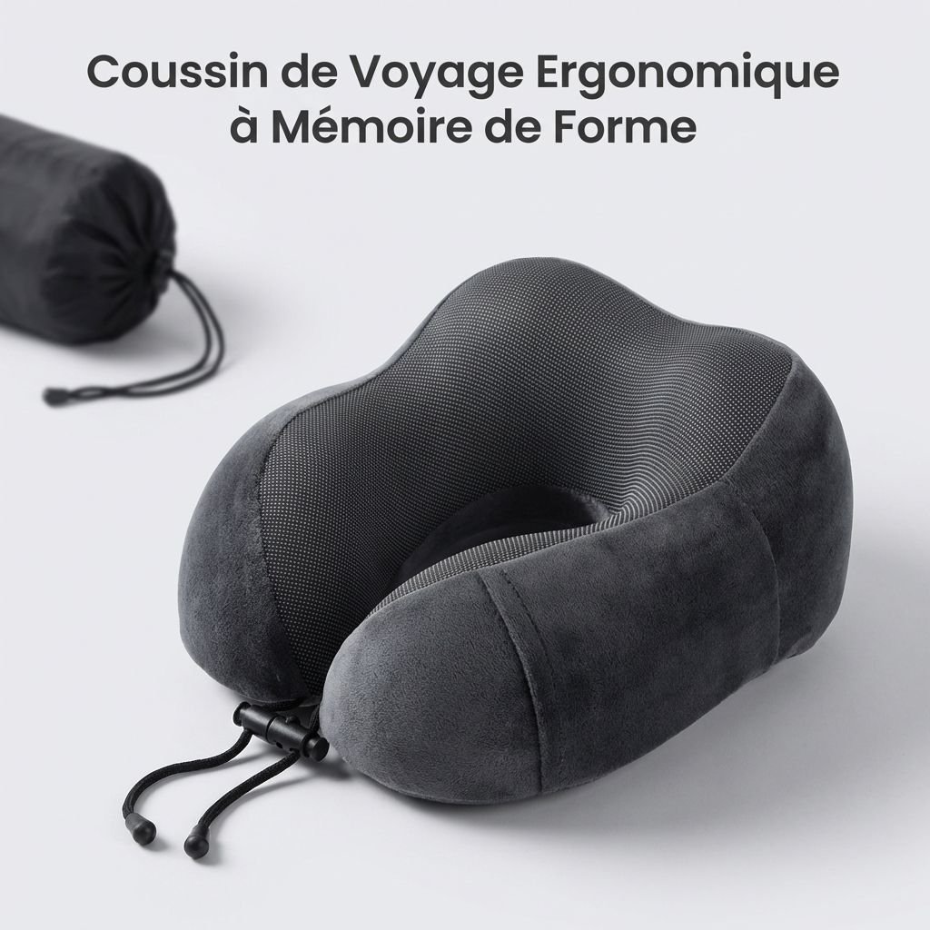 Coussin de voyage en U à mémoire de forme avec soutien bosselé