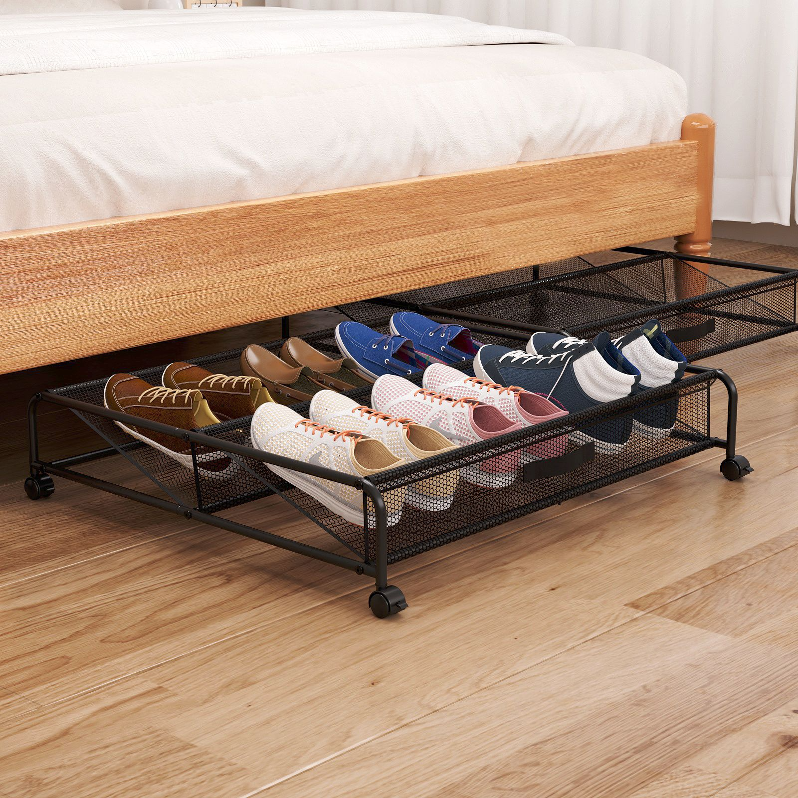 Einfaches Schuhregal unter dem Bett