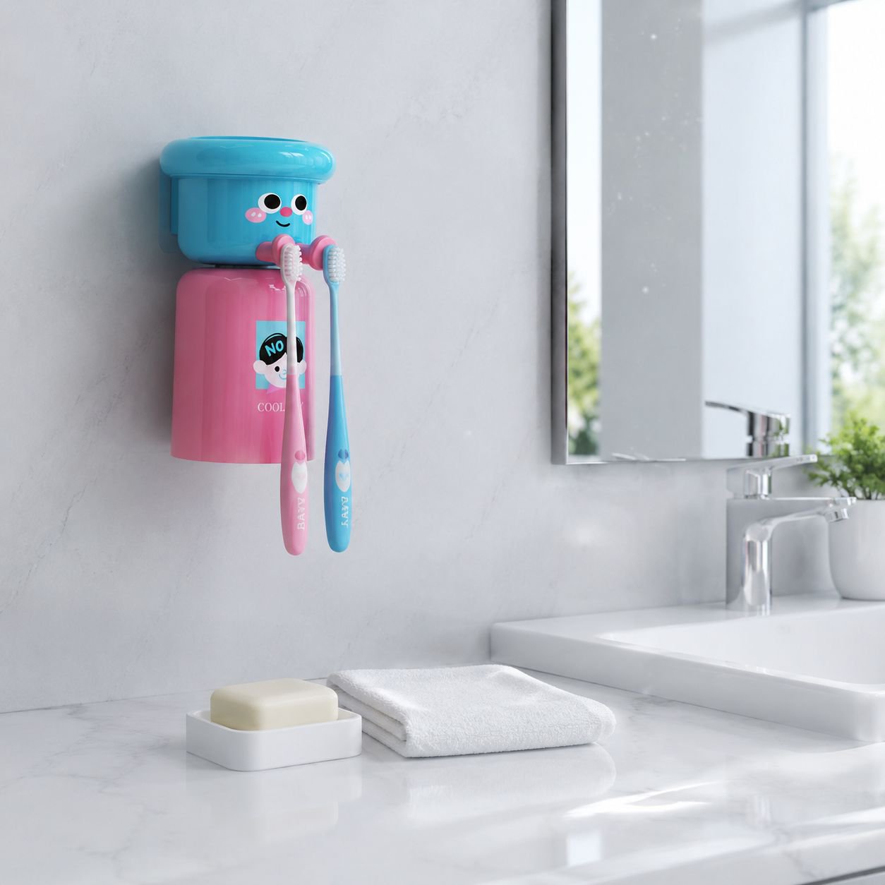 Porte-brosse à dents magnétique avec gobelet inclus