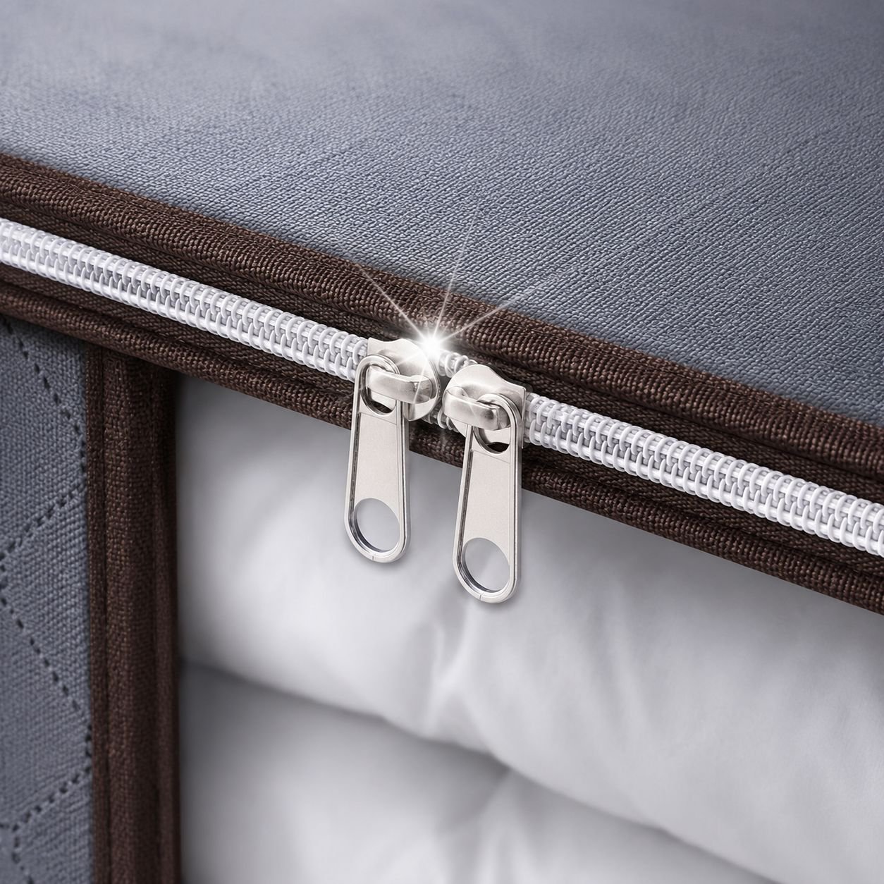 Durable storage organizer on bedroom shelf