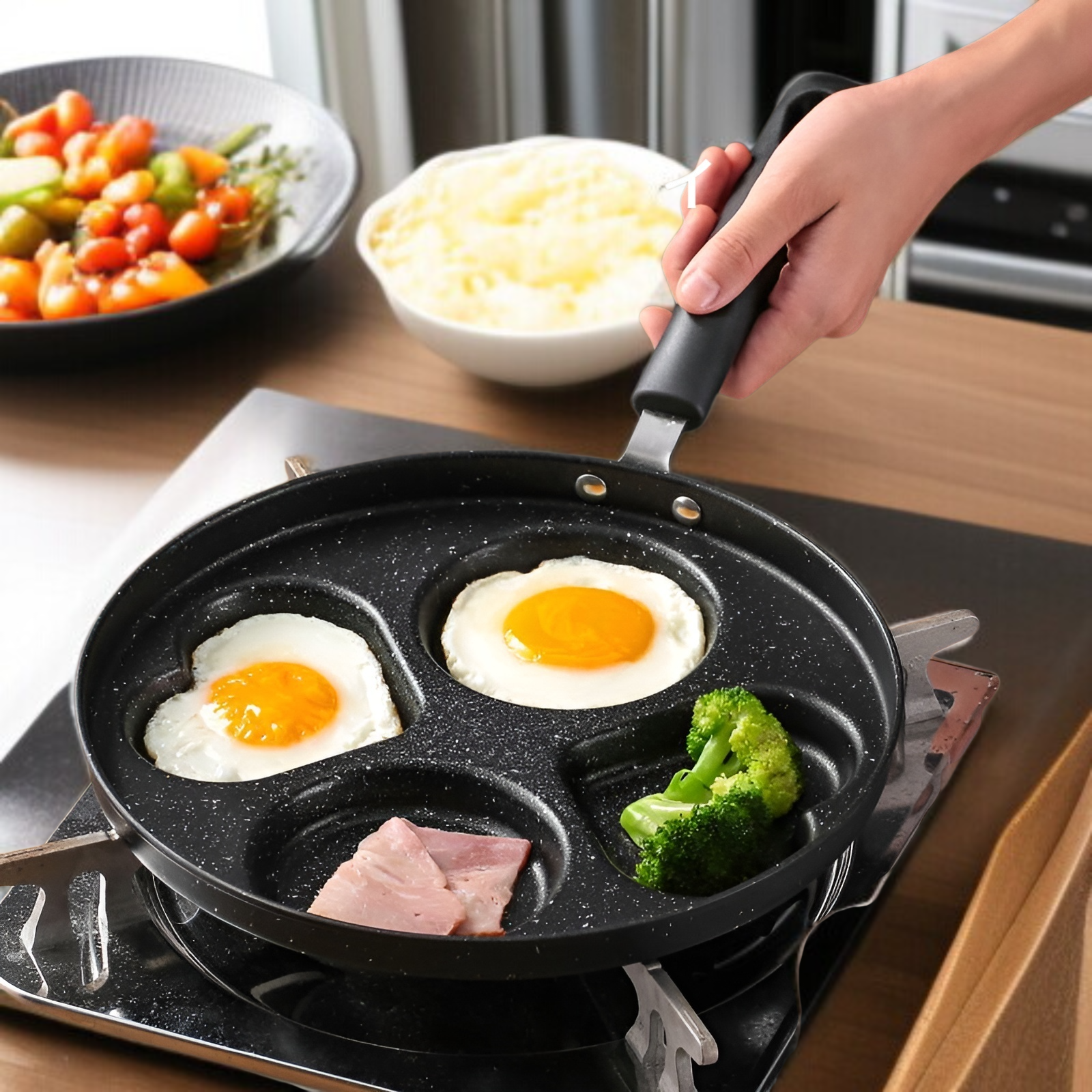 オムレツパン、医療用石目玉焼きオムレツアーティファクト、小さなフライパン、ノンスティックフライパン、朝食用卵ハンバーガーパンが大好き