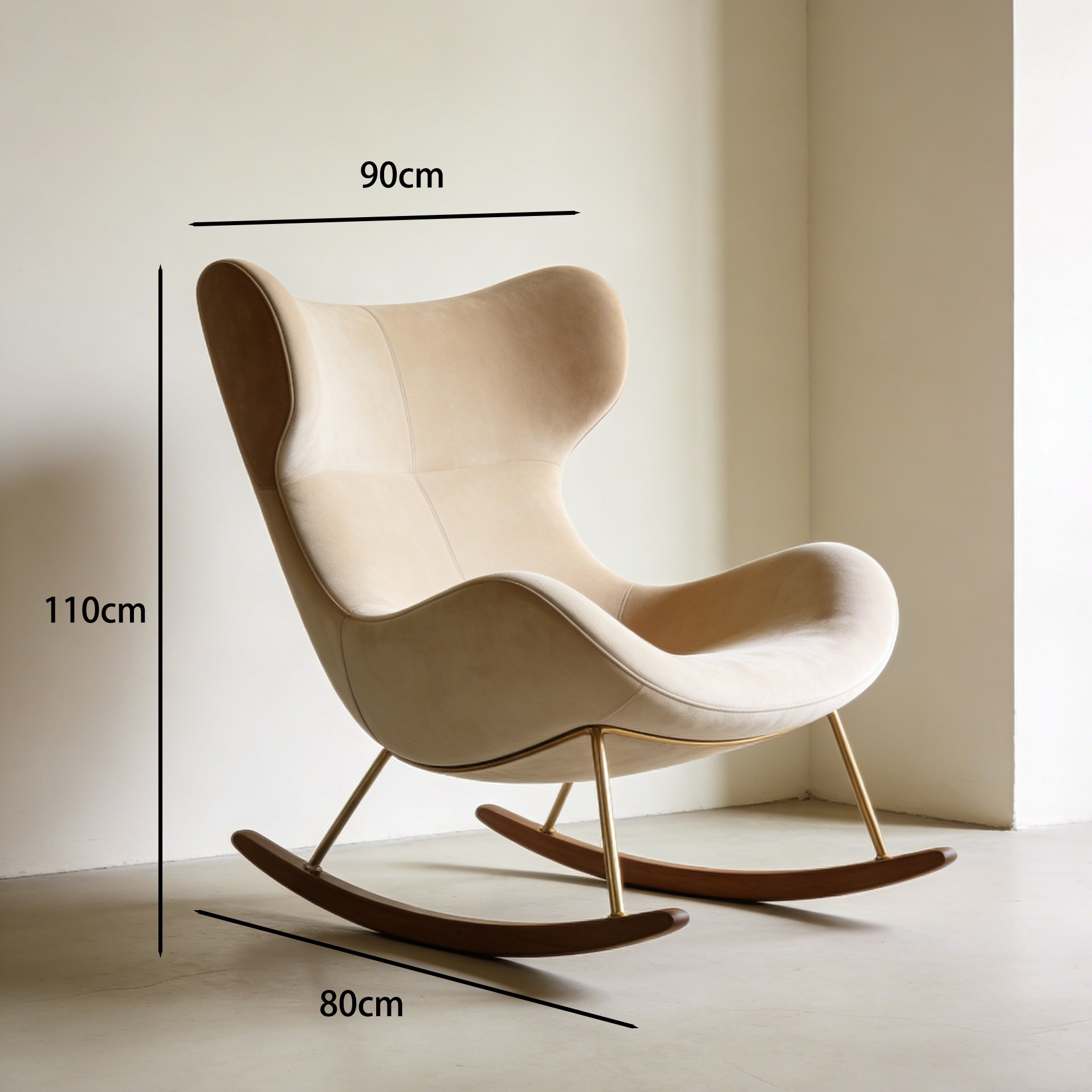 Modern cream rocking chair with plush cushions