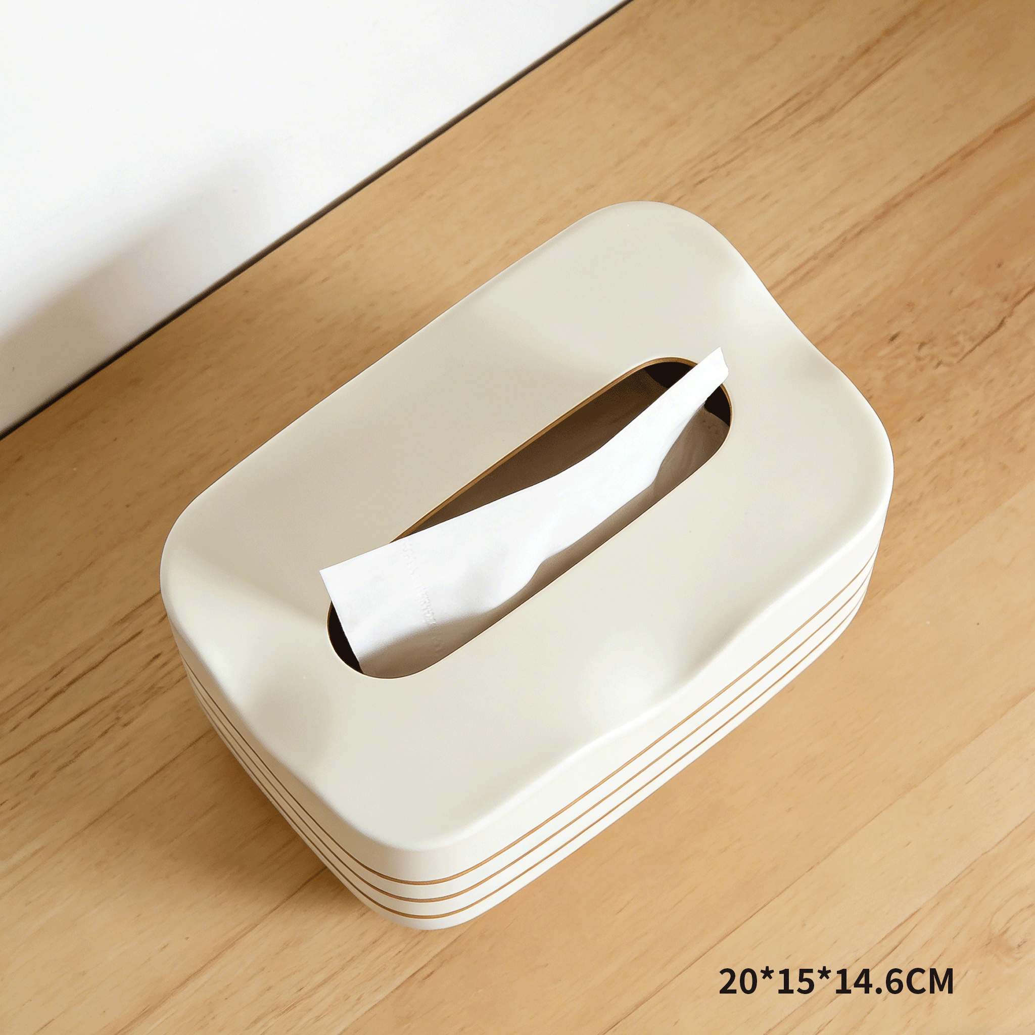 Detalle del diseño elegante de la caja organizadora de servilletas