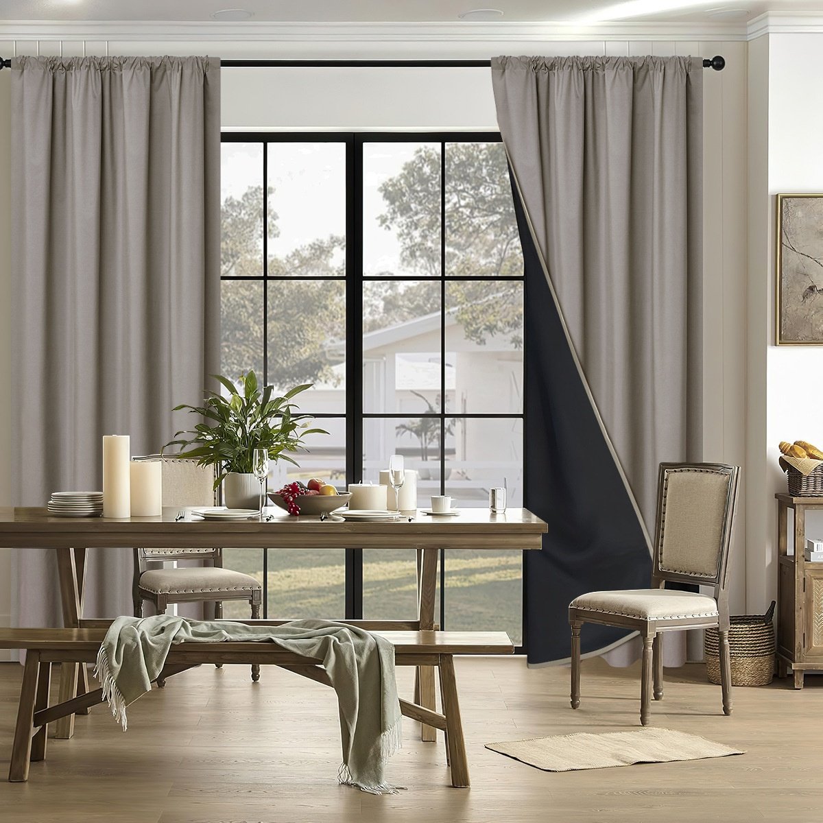 Sun-blocking Thermal Curtains Complete Blackout for Living Room Home Decor
