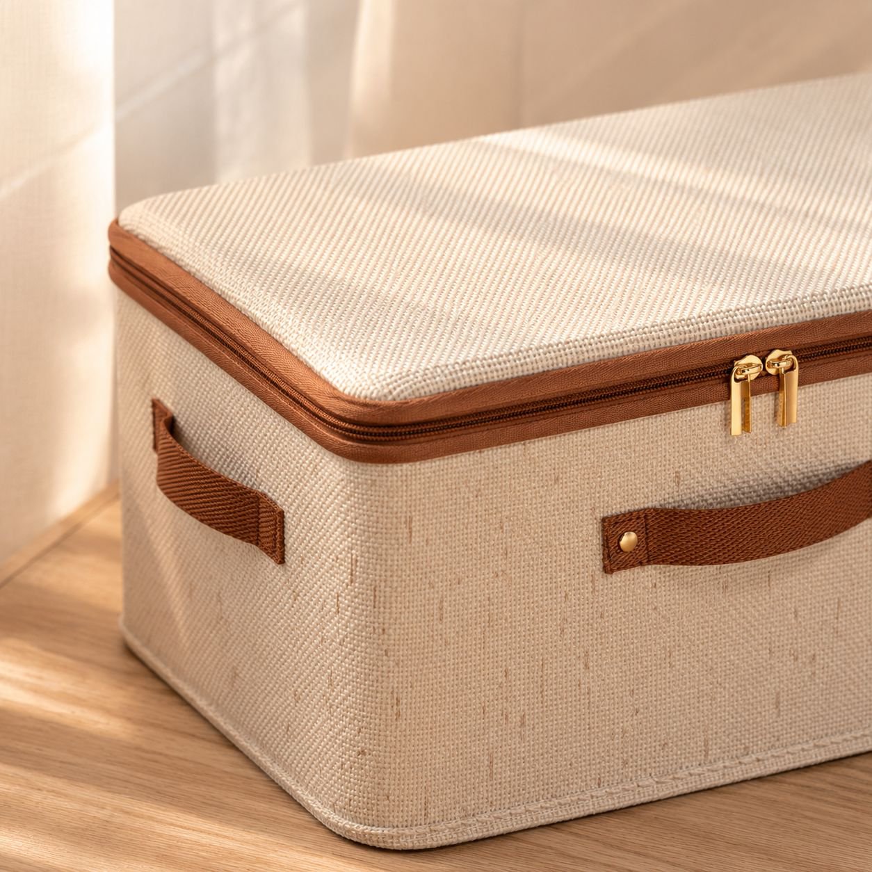 Tianshan Cotton Linen Storage Box with Lid front view