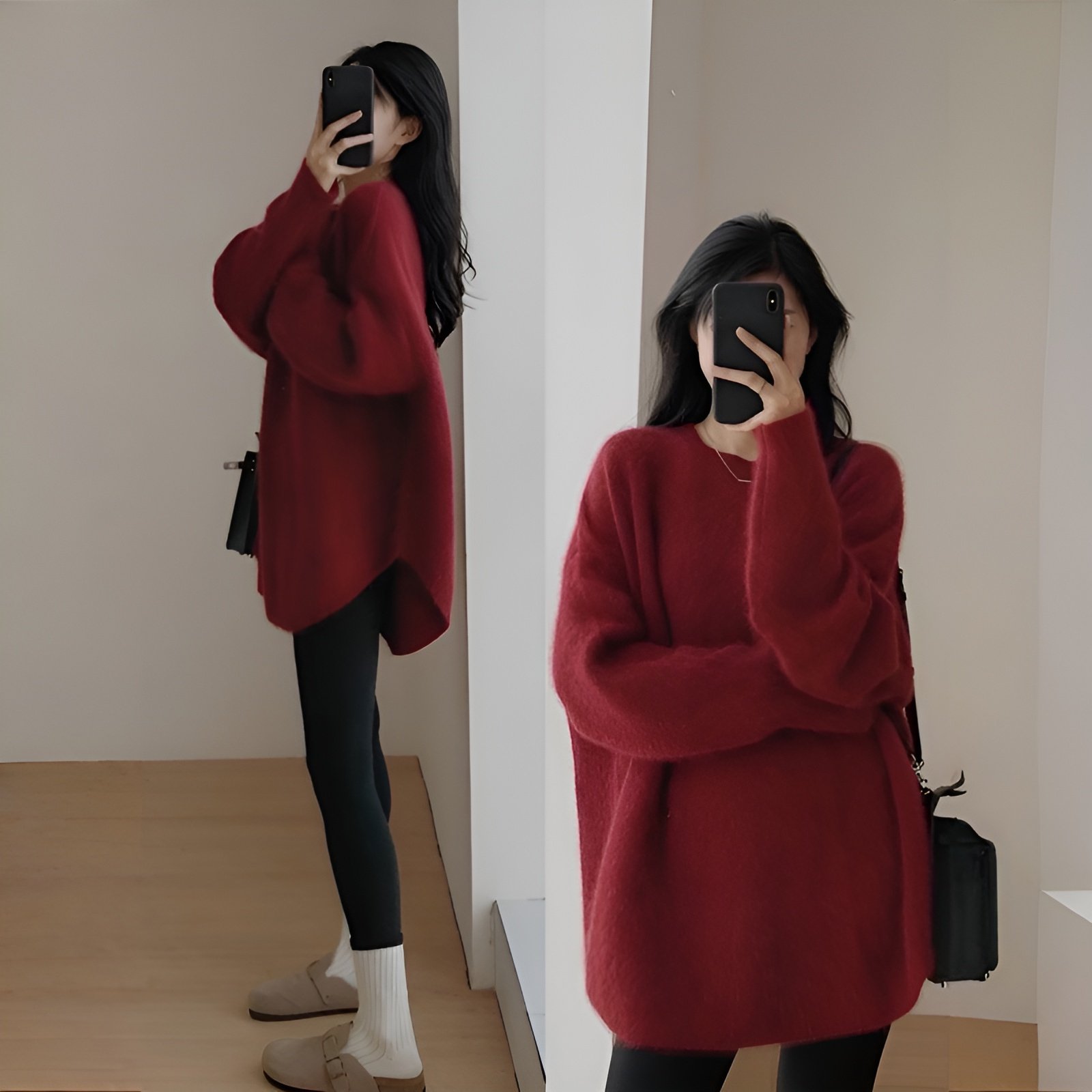 秋冬新作 韓国風シンプル長袖セーター 女性用 ゆる感スリム効果