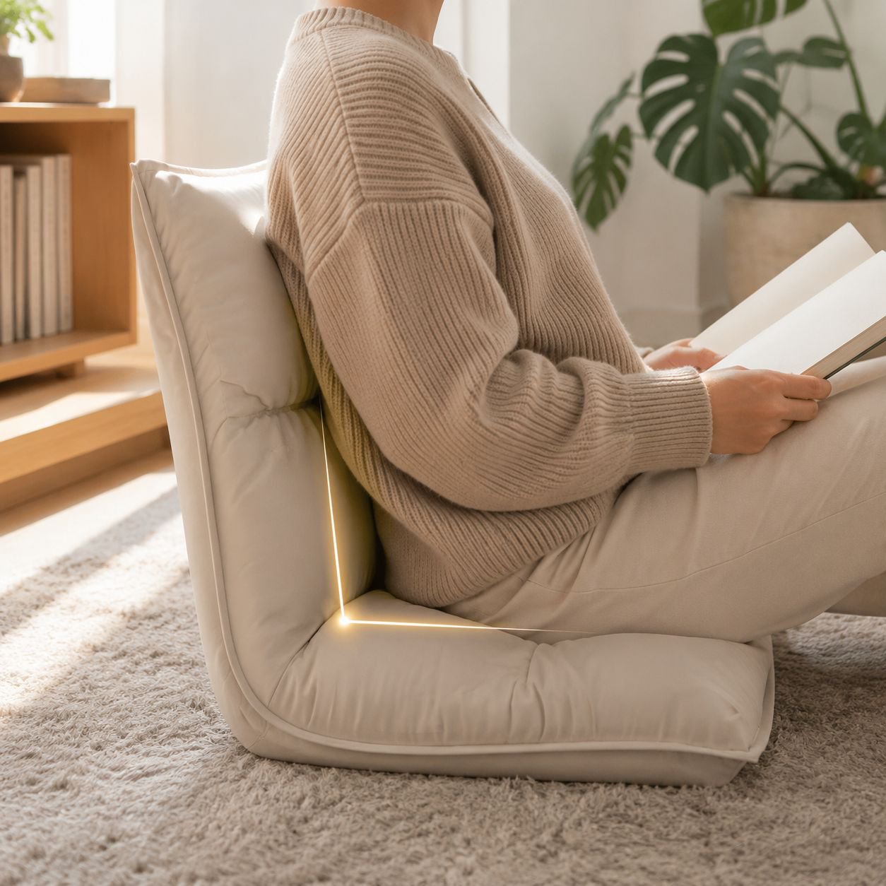 PU-Ledersofa mit mehrfacher Winkelverstellung im modernen Wohnzimmer