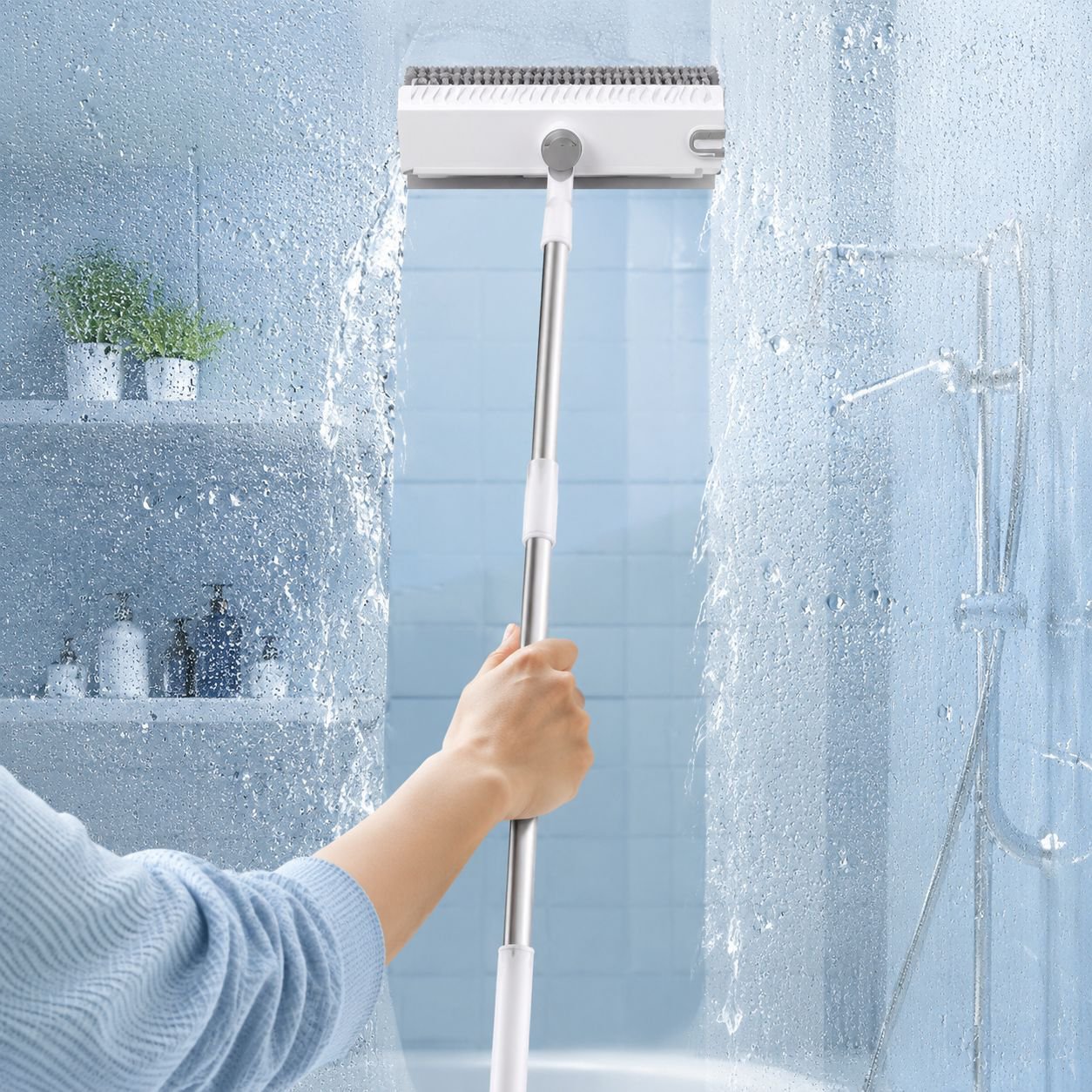 360-Degree Rotating V-Shaped Floor Brush, Bathroom Tile Grout Brush, Stiff Bristle Floor Brush