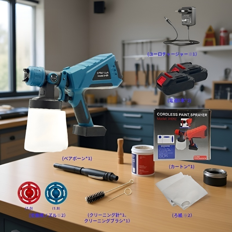 電動スプレーガン カラーボックス梱包 大容量電動スプレーガン カートン梱包