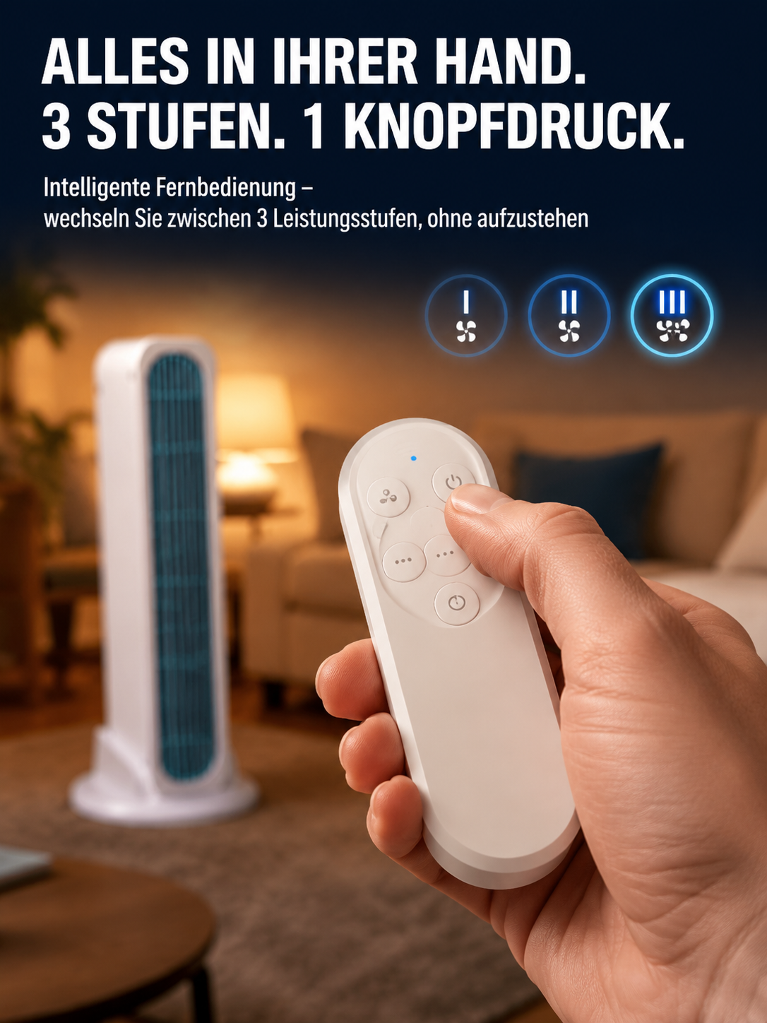 【90S den gesamten Raum abkühlen】Turmventilator stehend und liegend verwendbarer Klimagerät
