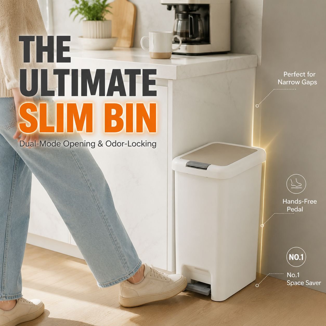 Household Odor-Proof Pedal Trash Bin with Lid