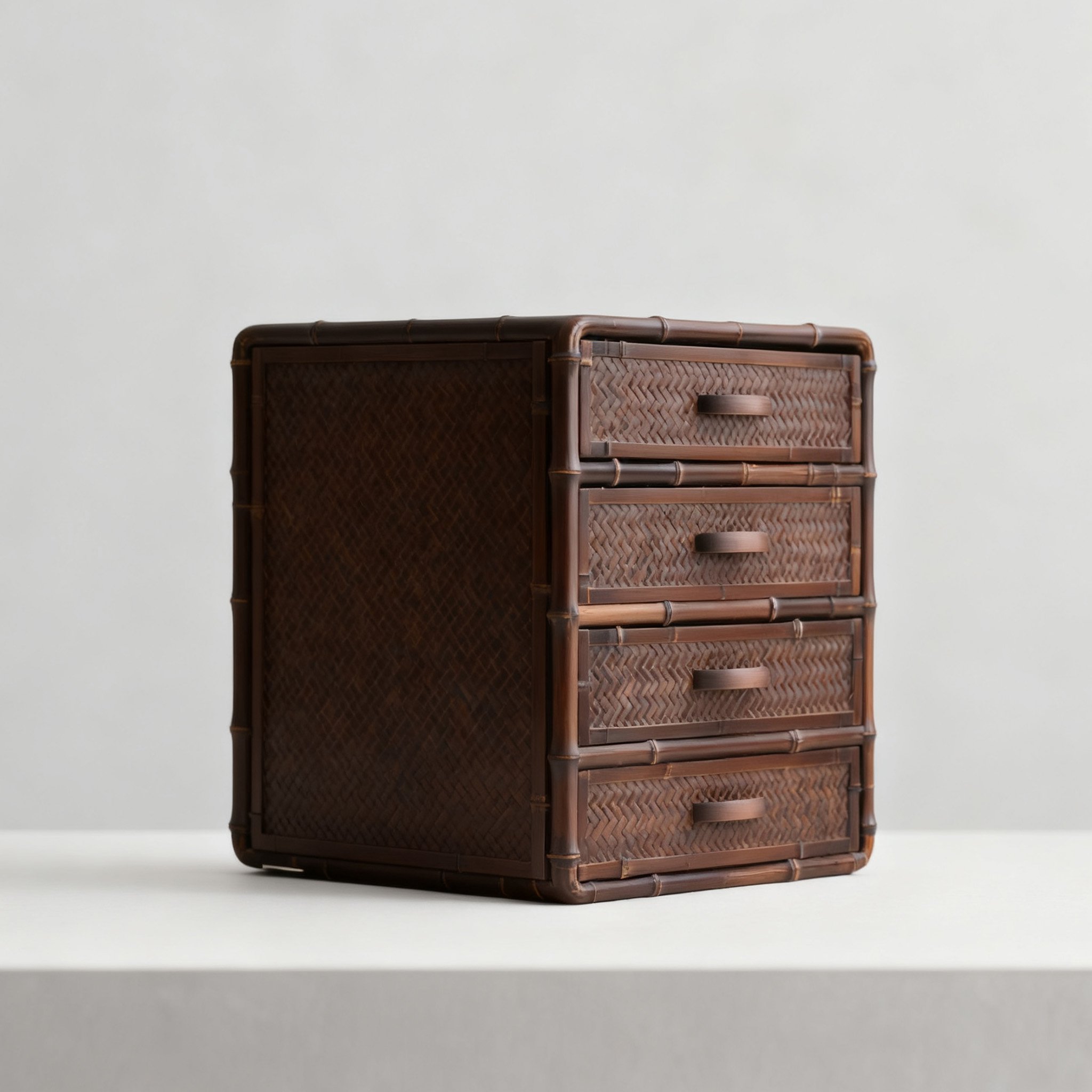 ภาพมุมใกล้ของตู้เก็บของไม้ไผ่คุณภาพสูง