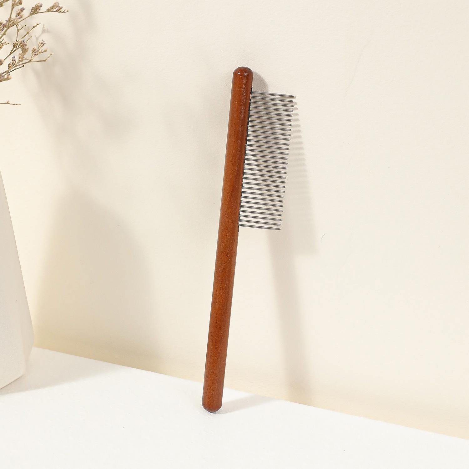 Dog Comb with Solid Wood Handle