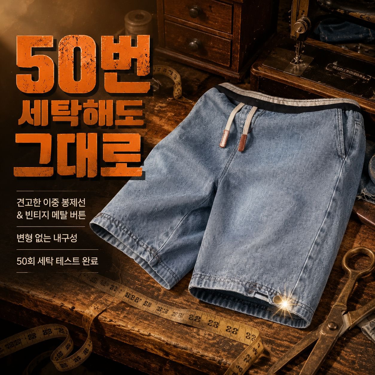 남성용 베이직 7부 데님 반바지 루즈핏 스트레이트