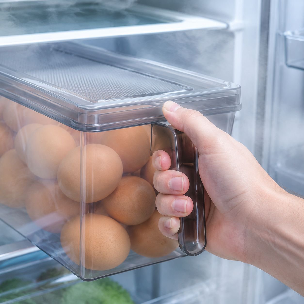 5L multi-functional fridge storage box with handle front view