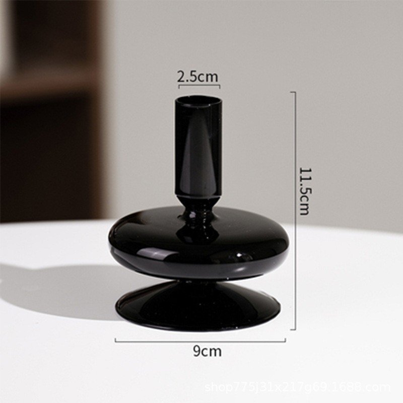 Black Glass Candle Holder, Modern Nordic Home Decoration