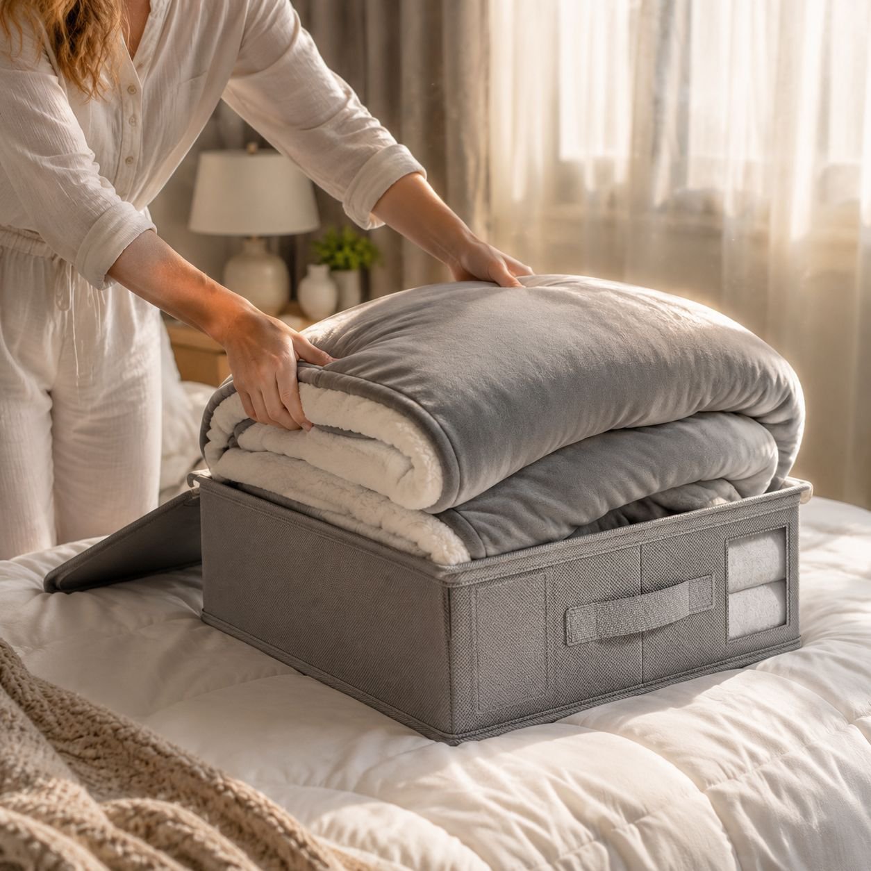 Non-woven fabric four-piece storage box for clothes, fabrics, bed sheets, wardrobes, bedroom duvet c