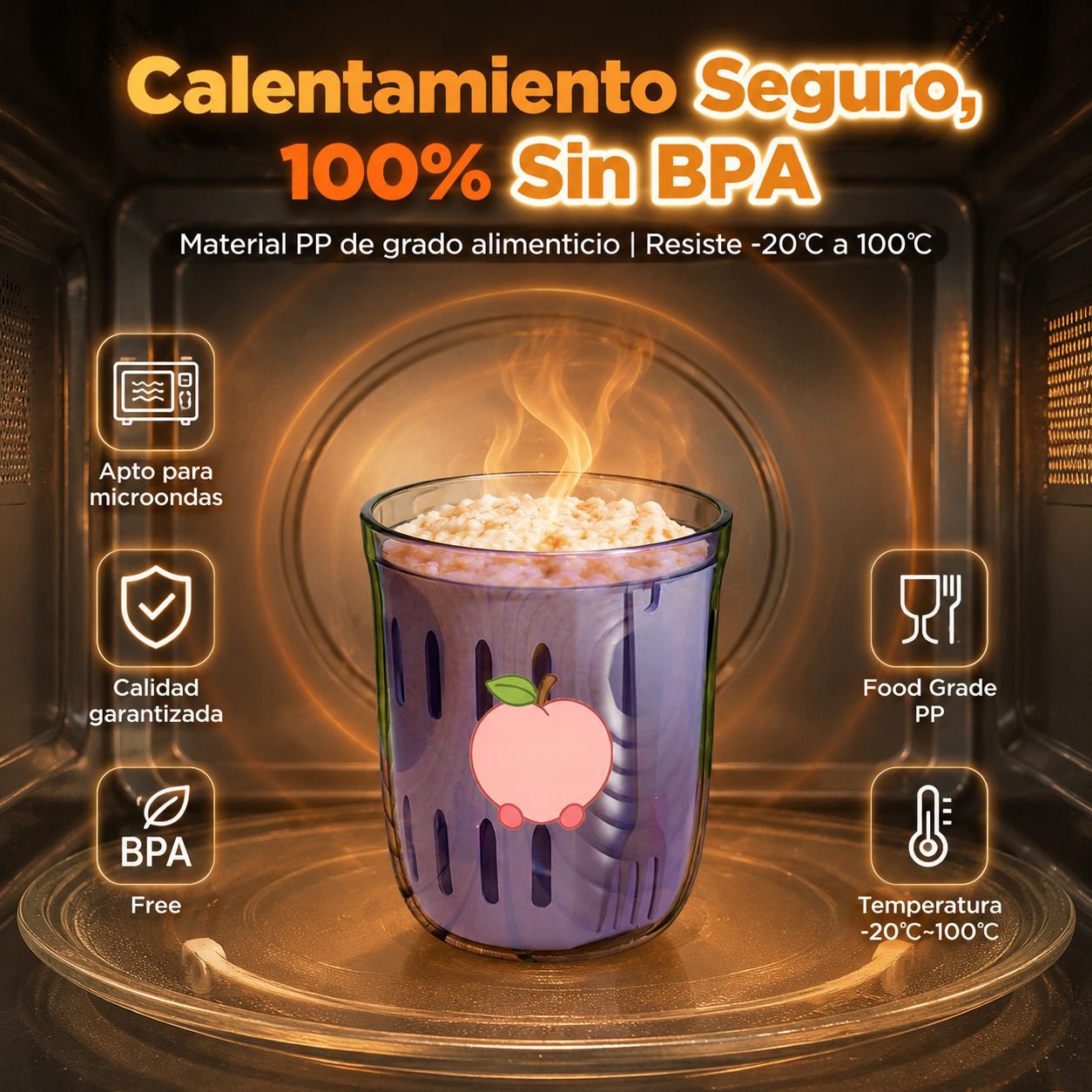Vaso de ensalada de frutas con colador, portátil y con cuchara, diseño atractivo