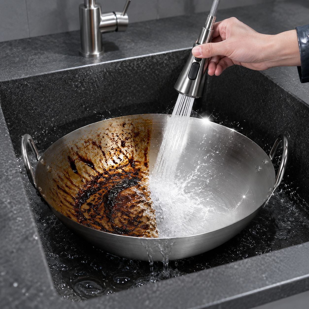 Durable double ear frying pan for heavy cooking