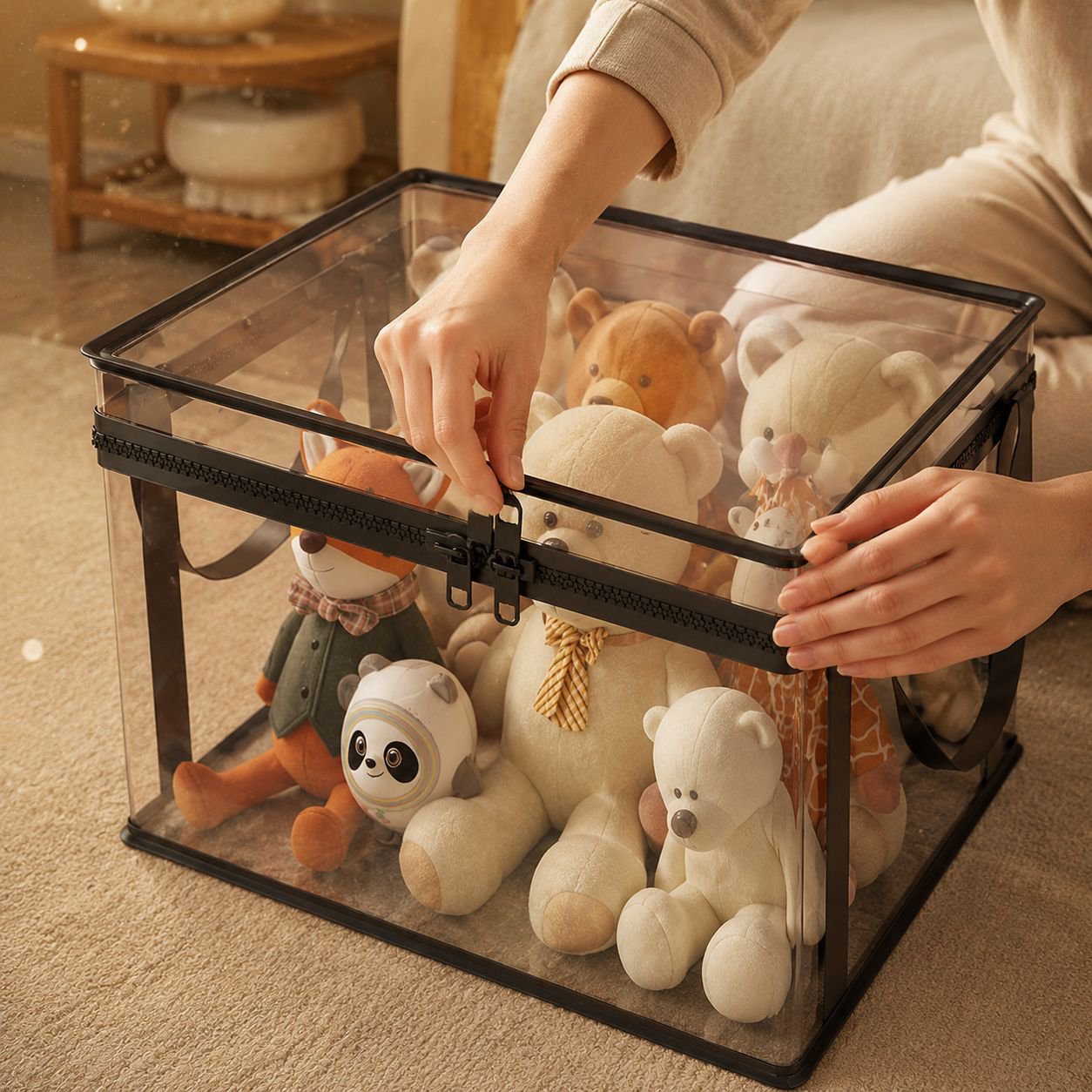 Home Organization Doll Storage Basket with Lid