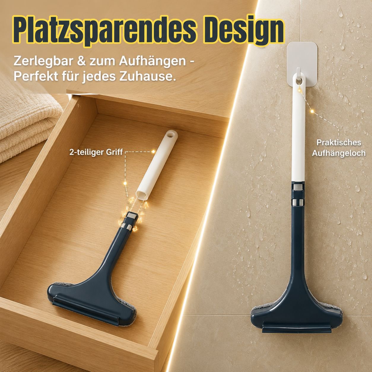 Langer, doppelseitiger Staub- und Fensterputzer