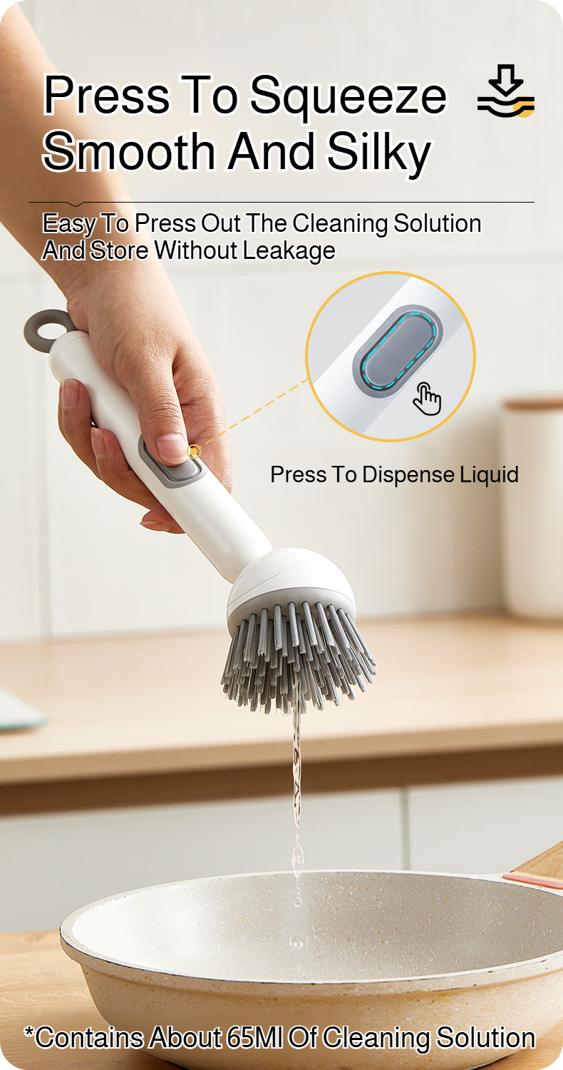 Sturdy kitchen scrub brush with long handle