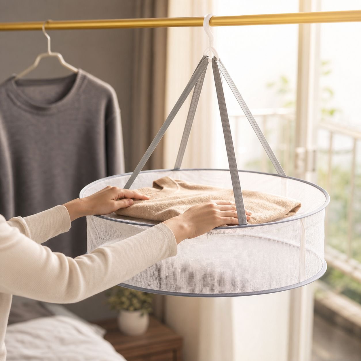 Geschlossenes Trockenetz mit Reißverschluss für Pullover