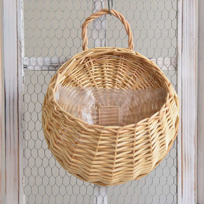 竹編み壁掛けフラワーバスケット 