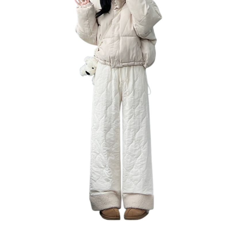 핑크 기모 도톰 일자 면 팬츠 오리지널 퀄리티 여성 잠금 온도 패딩 팬츠