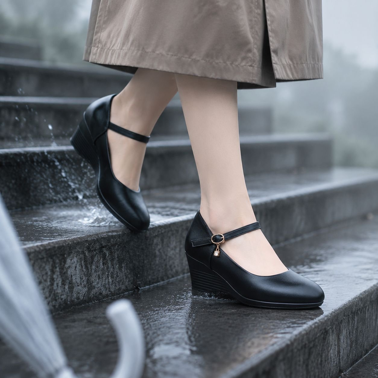 長時間歩行に適した柔らかソールパンプス