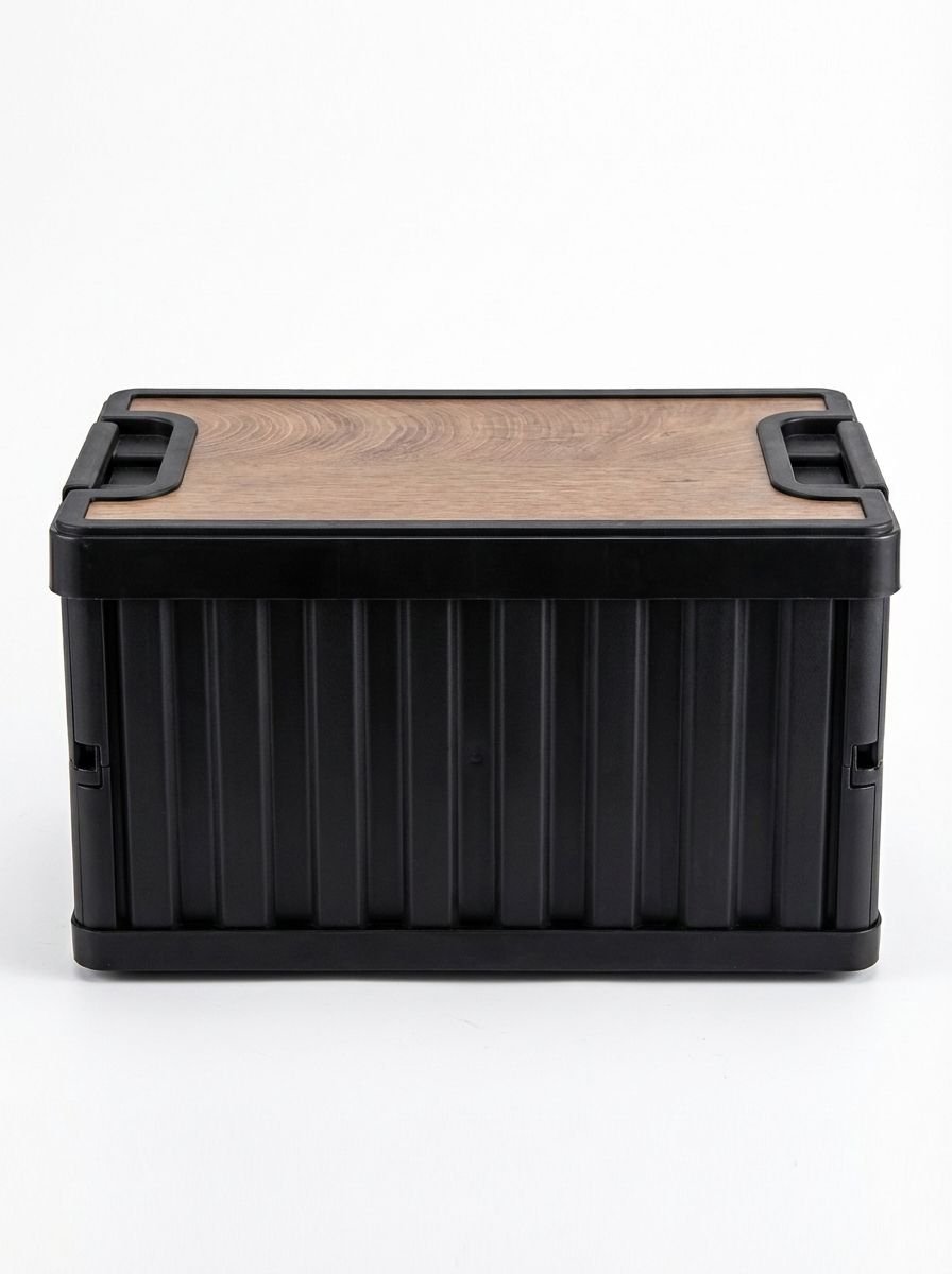 Praktyczny organizer z drewnianą pokrywą