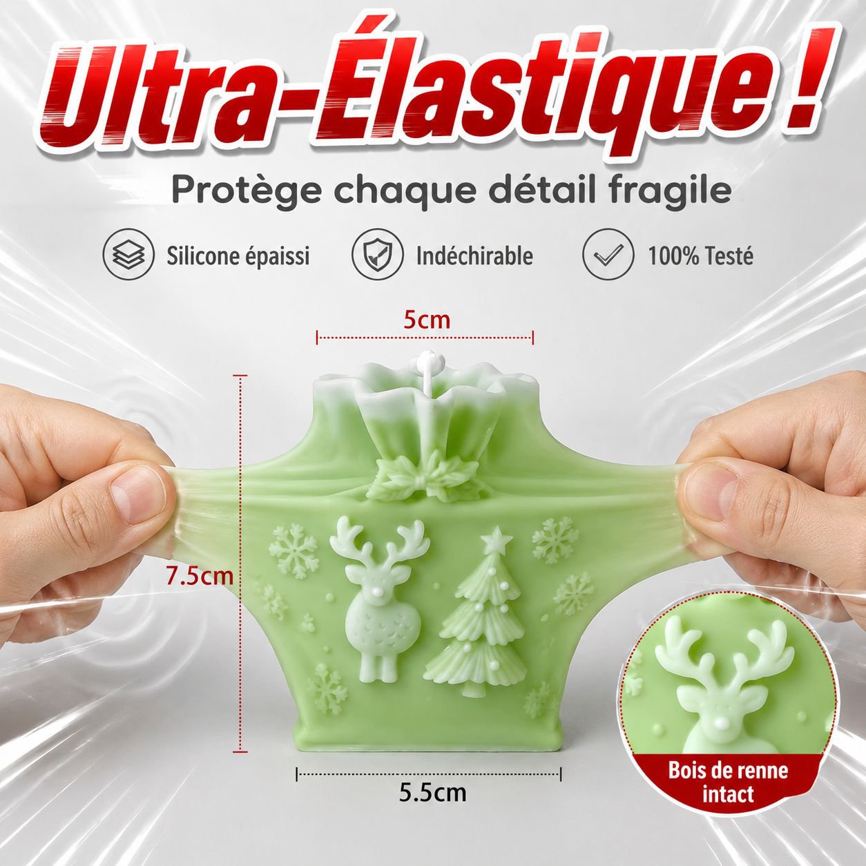 Moule en silicone pour sacs-cadeaux de Noël, idéal pour la décoration de bougies DIY