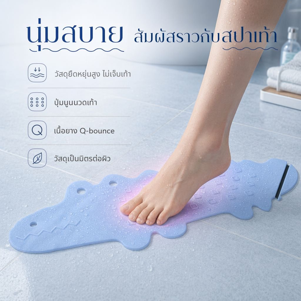 แผ่นรองกันลื่นในห้องน้ำ ลายการ์ตูนพร้อมจุกดูด