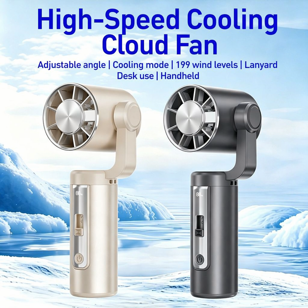 Ventilador portátil de mano, potente aire frío, enfriamiento instantáneo