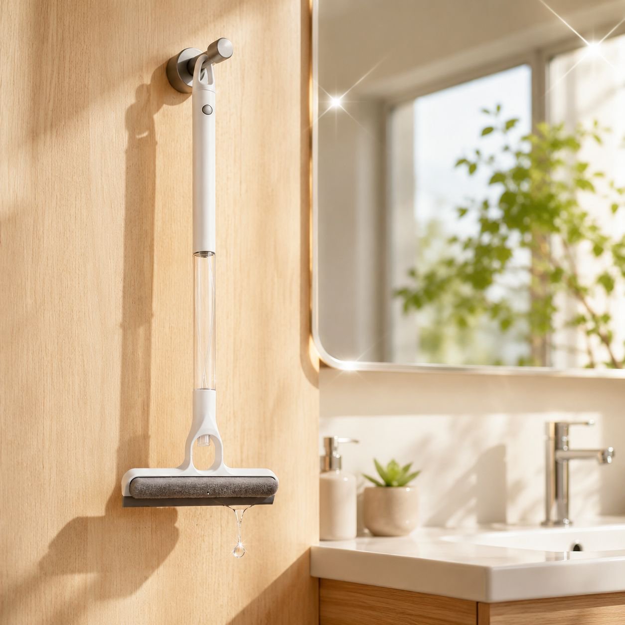 Mirror Cleaning Mop Scraper with Spray Bottle