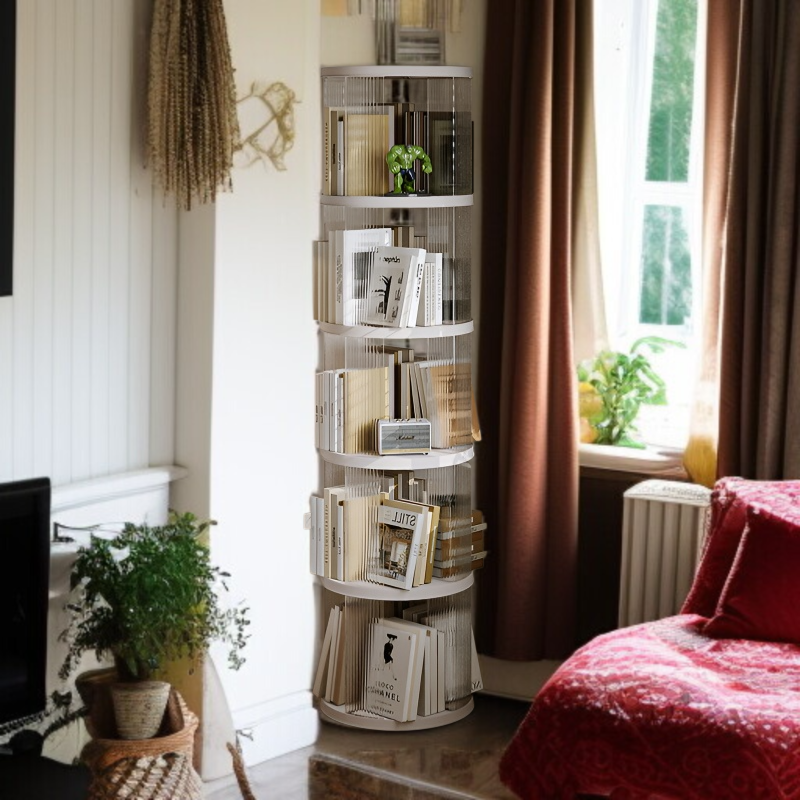 회전 기능이 적용된 책장 선반 모습