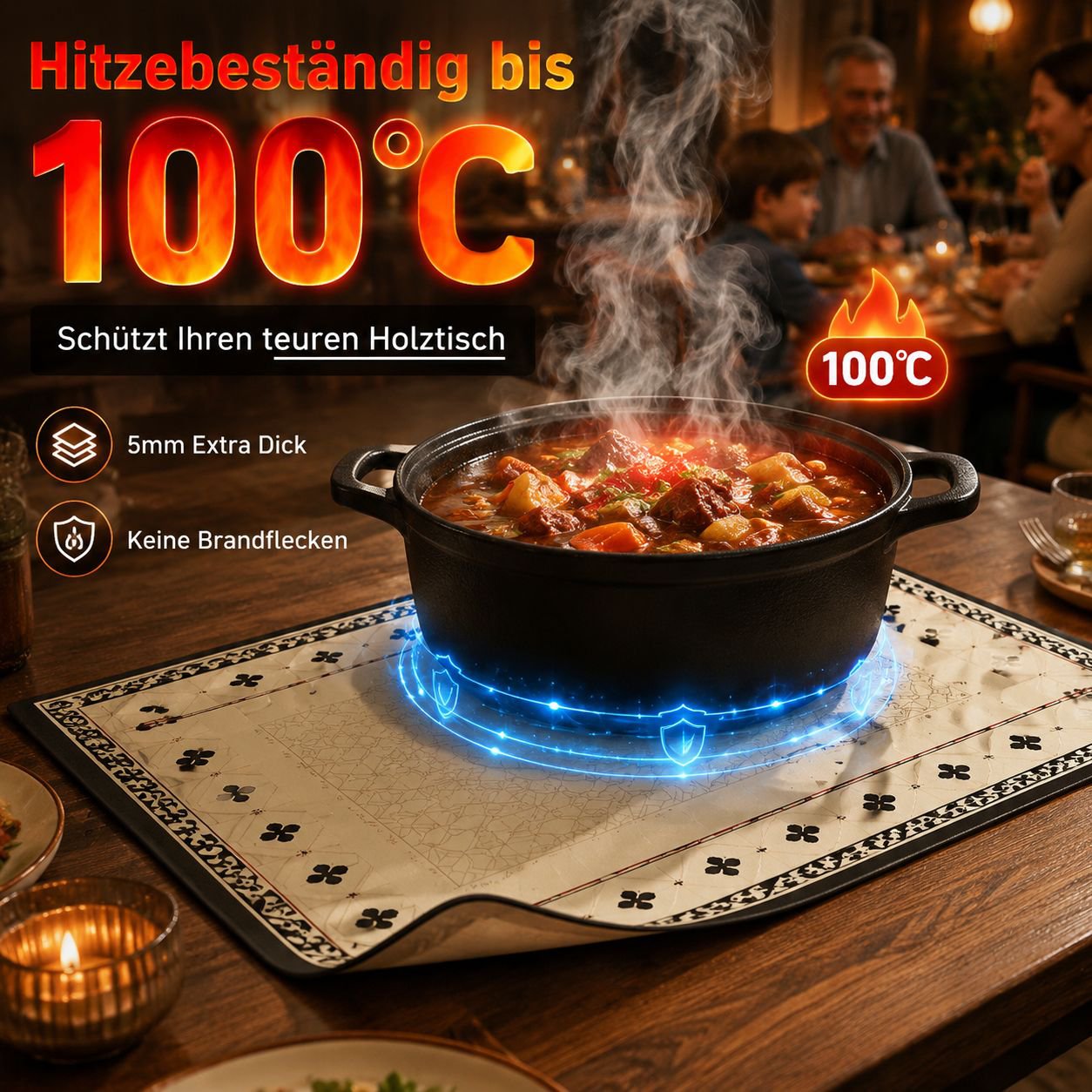 Rechteckige Tischmatte aus waschbarem Kunstleder, daisyfest, für Wohnzimmer und Teetisch