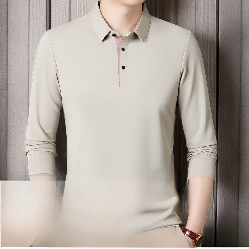 メンズビジネスルーズフィット長袖Tシャツ正面画像