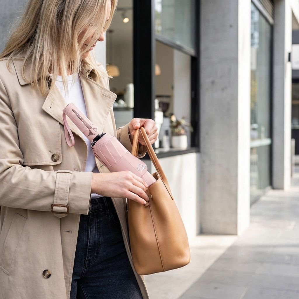 晴れの日も雨の日も使える、自動開閉式の厚みのある大型傘