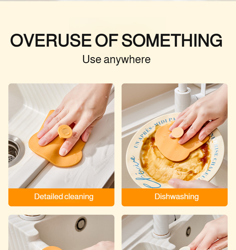 Easy-to-use silicone brush for dishwashing