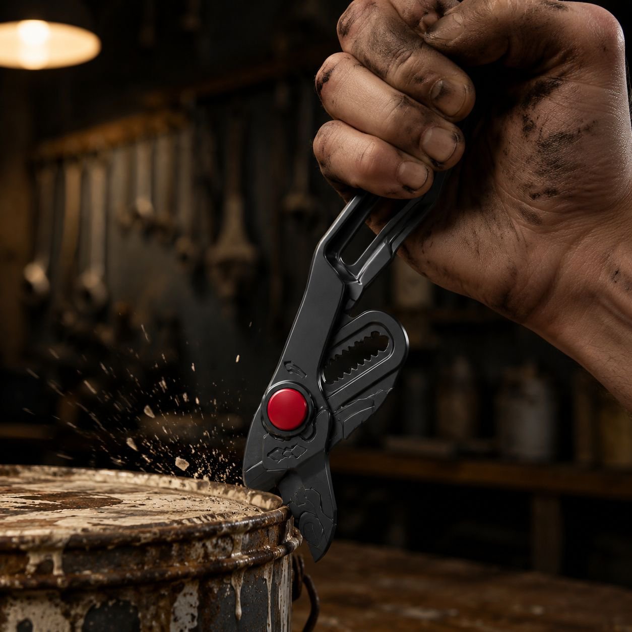 Mini pliers and screwdriver combo tool in hand