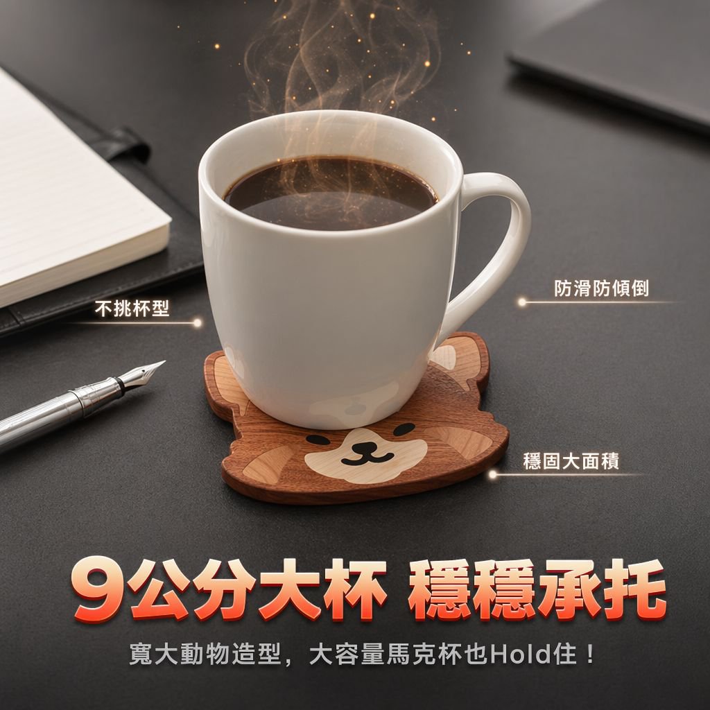 創意柴犬杯墊 木製餐廳咖啡杯托家居擺件