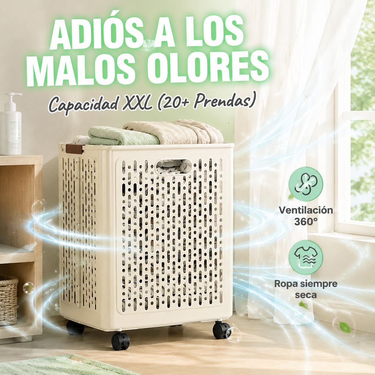 Cesta de ropa sucia plegable para baño