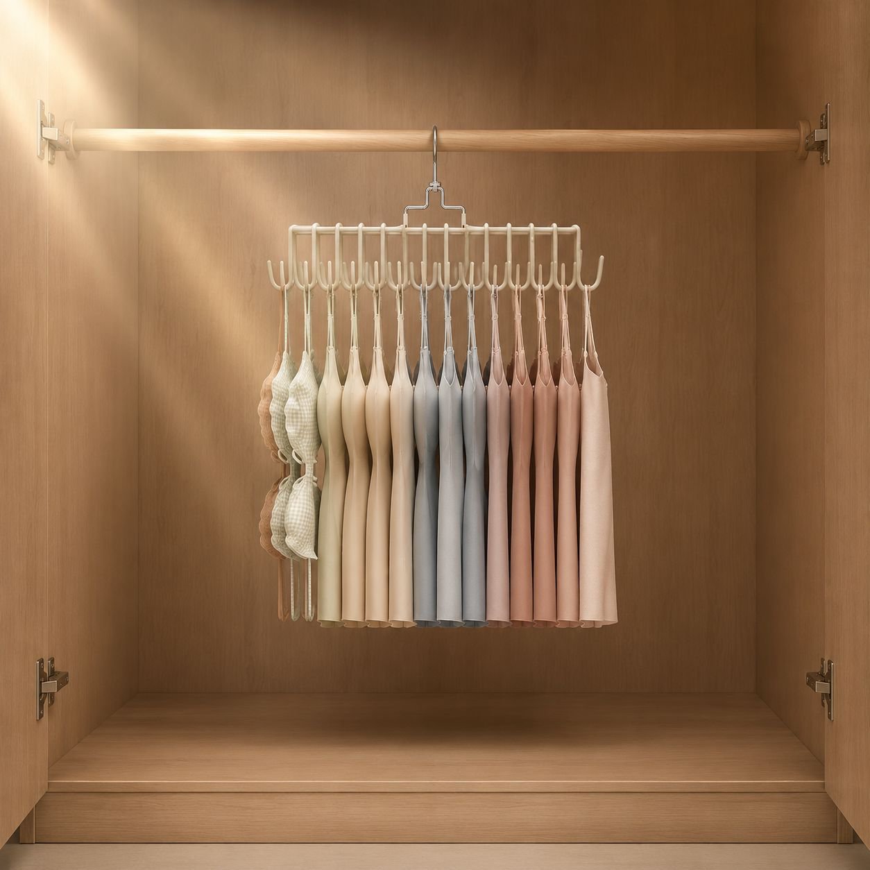 Anti-slip storage vest double hook clothes rack, student dormitory suspender underwear hanger, house