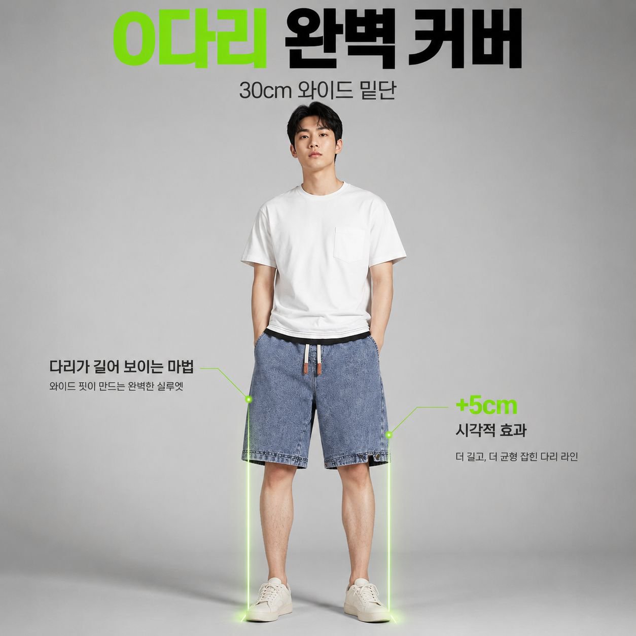 남성용 베이직 7부 데님 반바지 루즈핏 스트레이트
